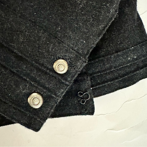 Chicos Womens Size 2 Large dark Grey Wool Jacket Embroidered Coat Recycled Wool - Picture 8 of 9